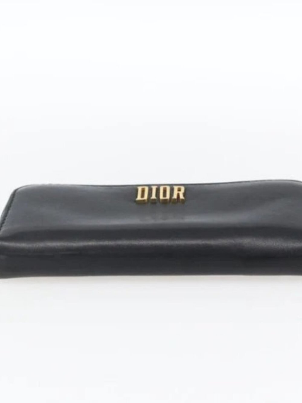Christian Dior Round Long Wallet Leather Black Gold Auth am10801 - Picture 6 of 16
